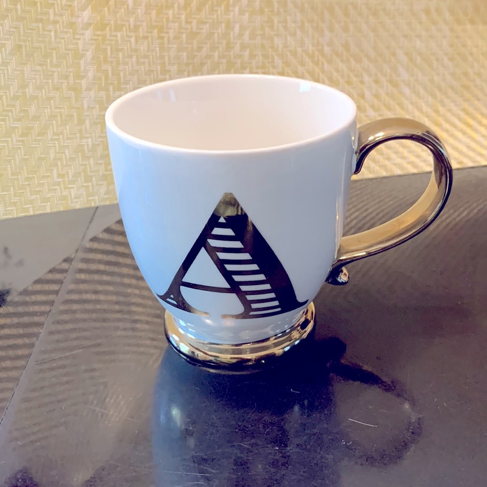 *Vintage letter A cup, porcelain